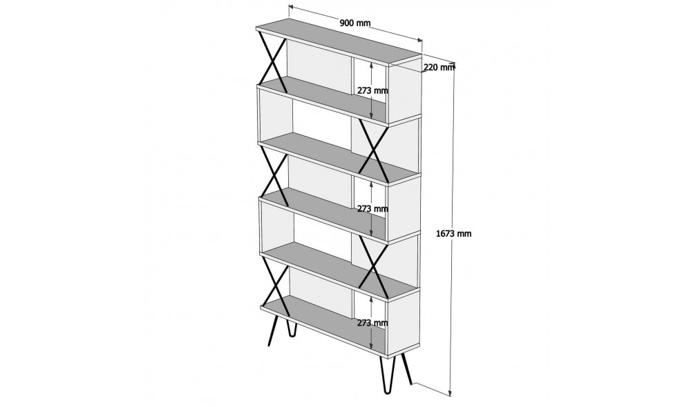 Raft de carti Extra - Alb 90 x 167 x 22 cm