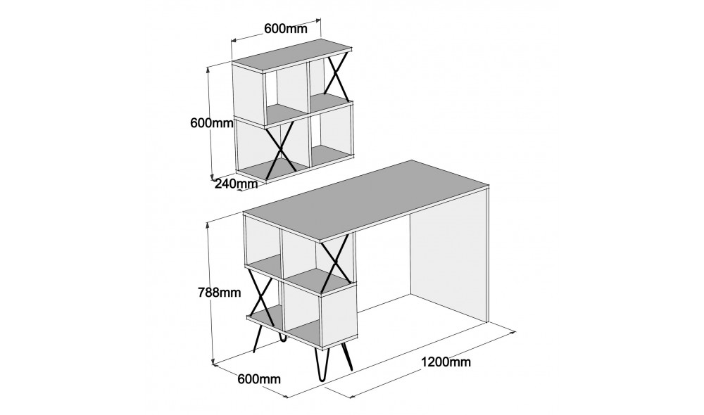 Birou de studiu Extra 2 - Nuc 120 x 78 x 60 cm