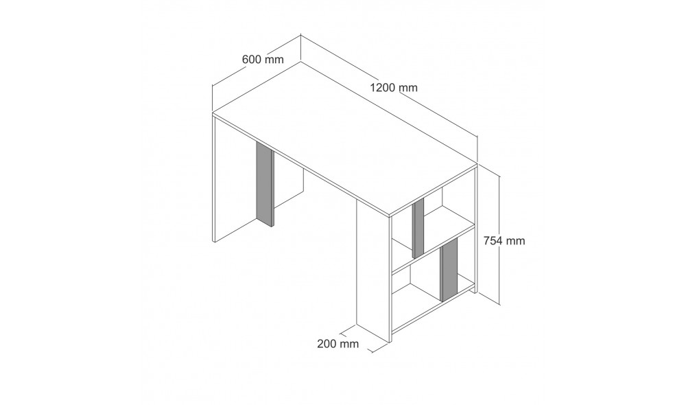 Birou de studiu Lima - alb, antracit 120 x 75 x 60 cm