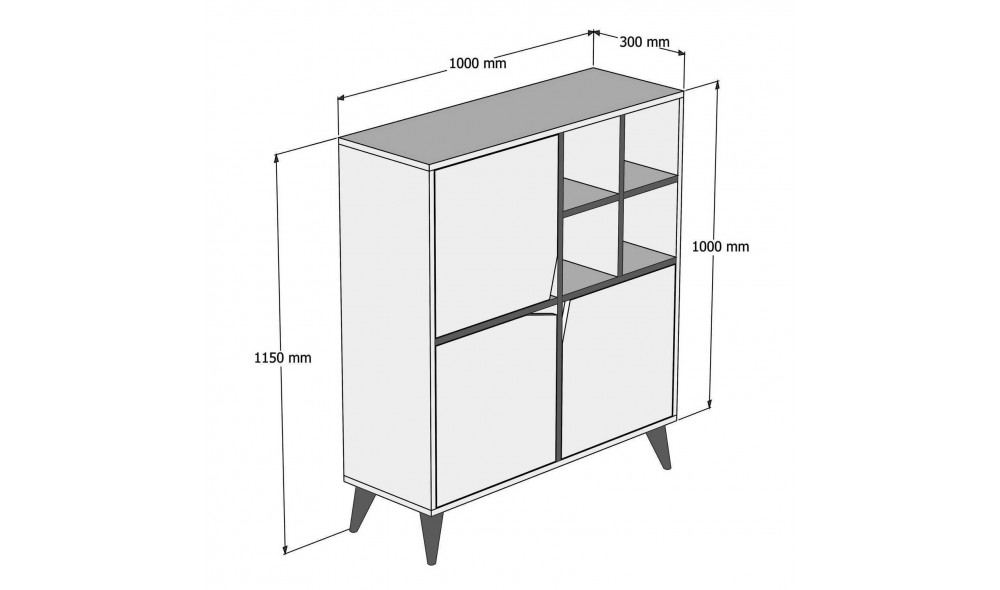 Comoda multifunctional Puls - alb, albastru 100 x 115 x 30 cm