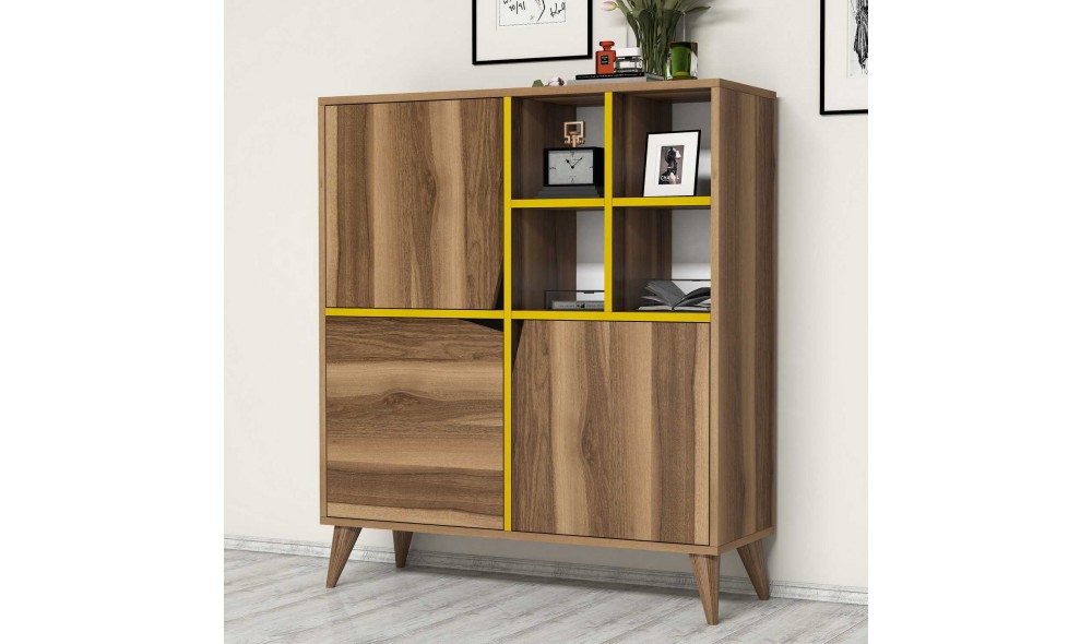 Comoda multifunctional Puls - Nuc, Galben 100 x 115 x 30 cm