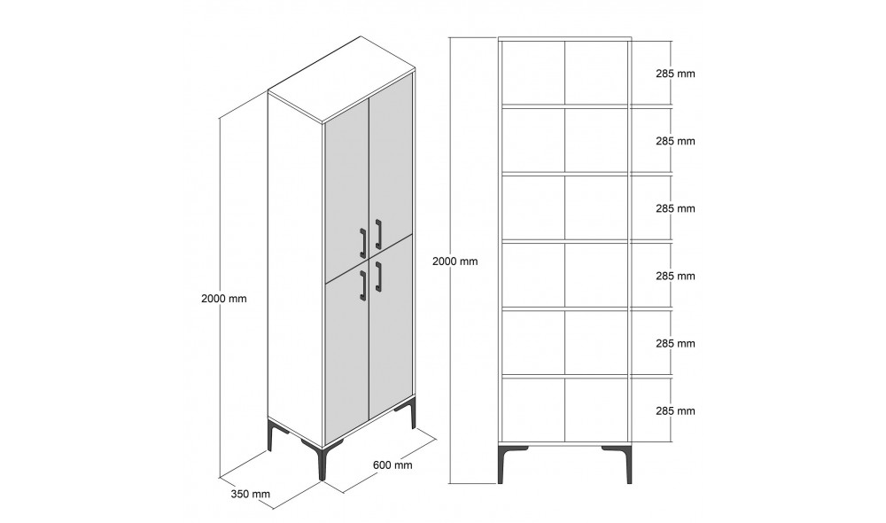 Dulap de incaltaminte Berlin A - Nuc, Antracit 60 x 200 x 35 cm