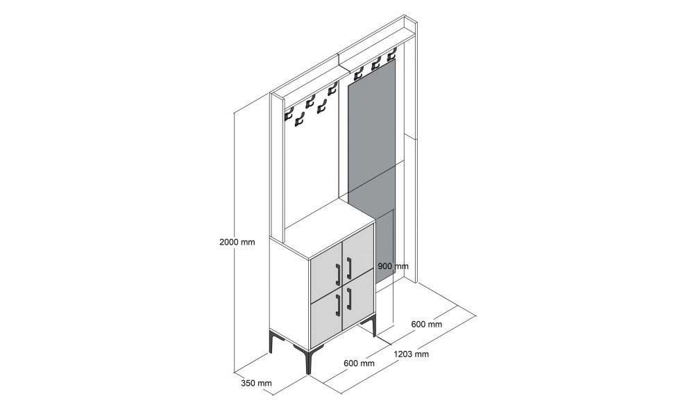 Sala Stand Berlin BC - Nuc, Antracit 120 x 200 x 35 cm