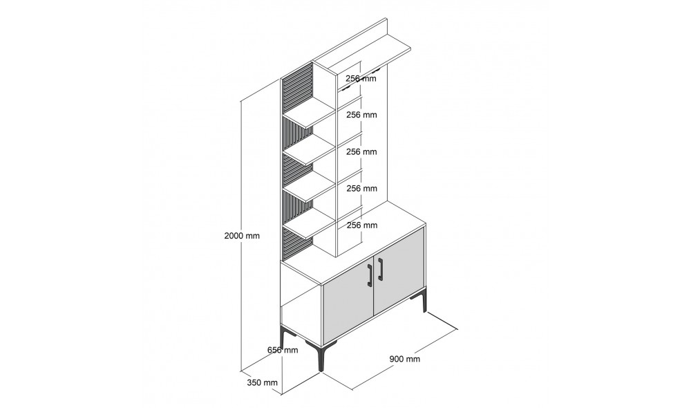 Sala Stand Viyana D - Nuc, Antracit 90 x 200 x 35 cm