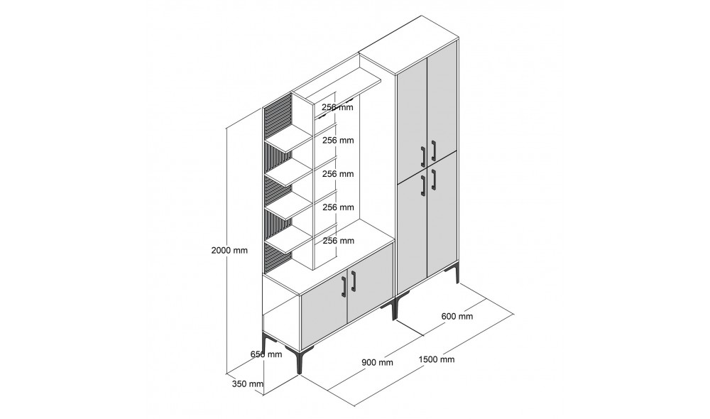 Sala Stand Viyana DA - Nuc, Antracit 150 x 200 x 35 cm