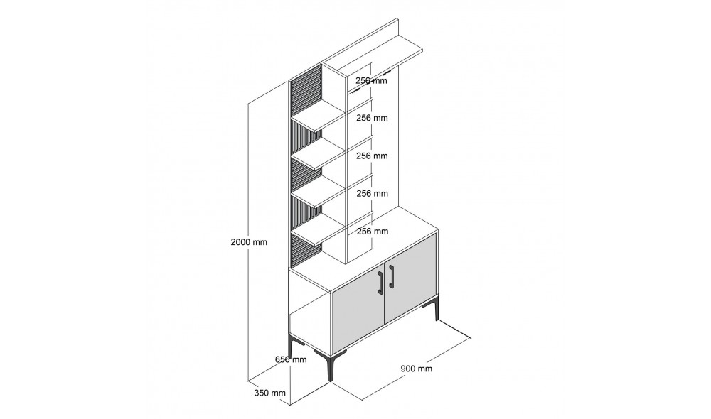 Sala Stand Viyana D - Alb 90 x 200 x 35 cm