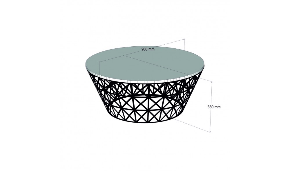 Masuta de cafea Stil Metal Ferforje - Nuc 90 x 38 x 90 cm