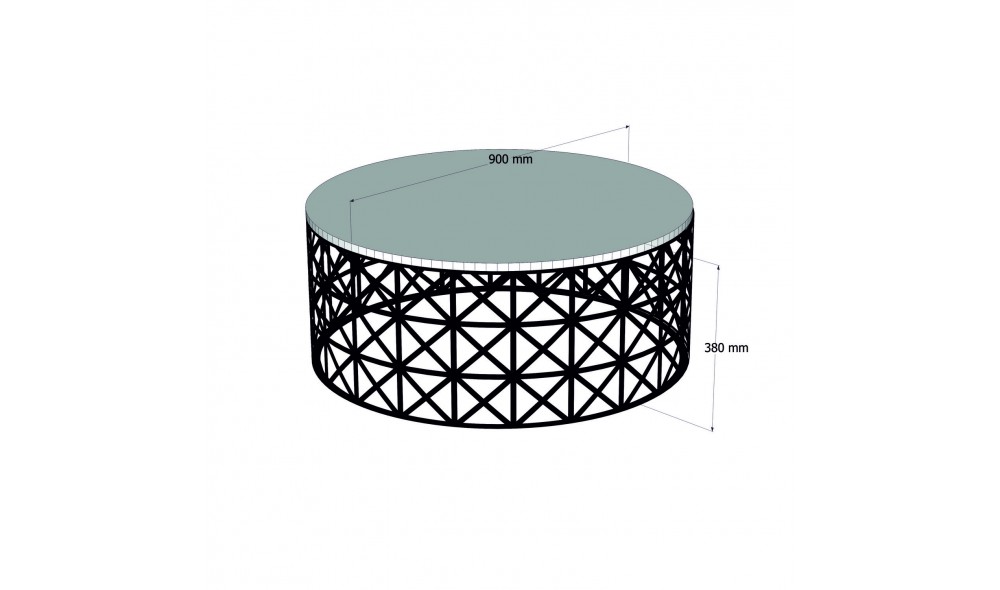 Masuta de cafea Selin Metal Ferforje - Nuc 90 x 38 x 90 cm