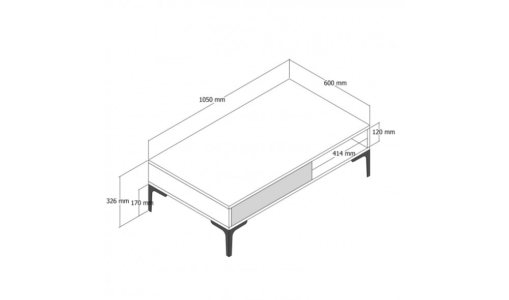 Masuta de cafea Istanbul - Nuc, Antracit 105 x 32 x 60 cm