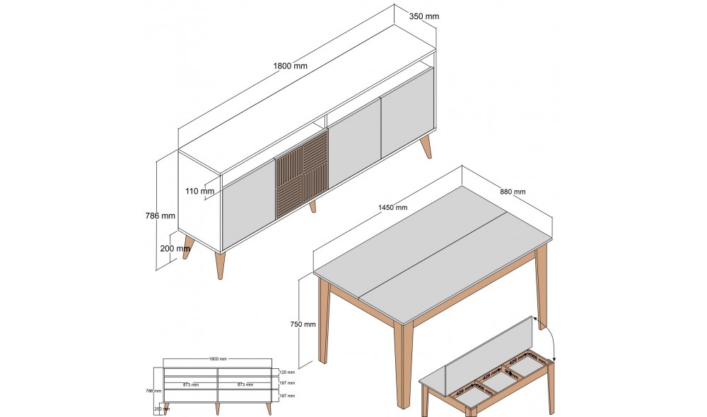 Set Mobila Sufragerie Milan 521 - Nuc, Antracit