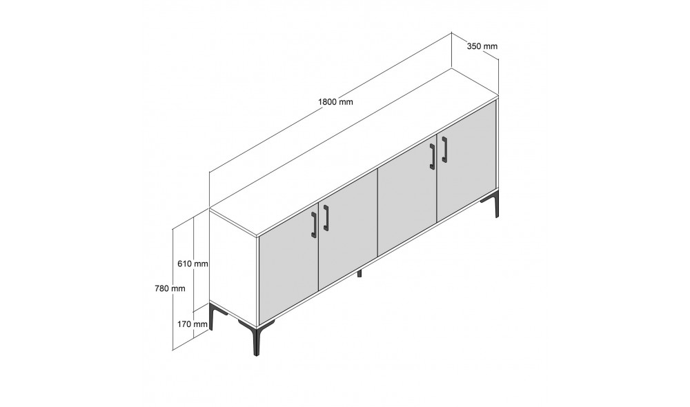 Consola Kiev - Nuc, Antracit 180 x 78 x 35 cm