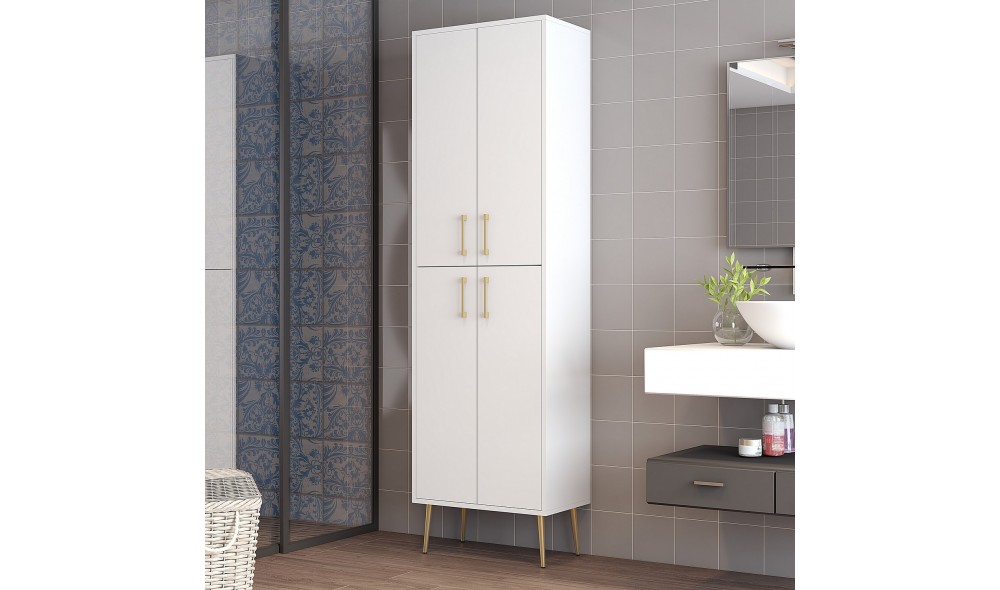 Comoda multifunctional Berlin A - alb, auriu