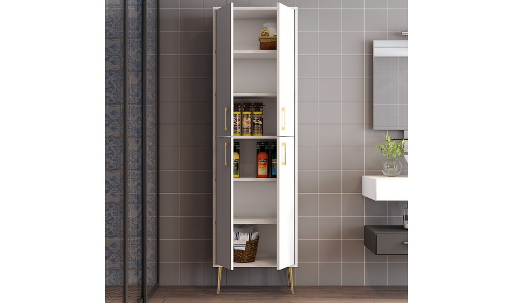 Comoda multifunctional Berlin A - alb, auriu