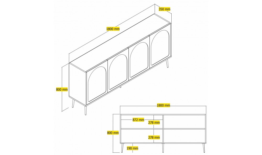 Consola, Lyon 80, AlbAur, 180 x 80 x 35 cm