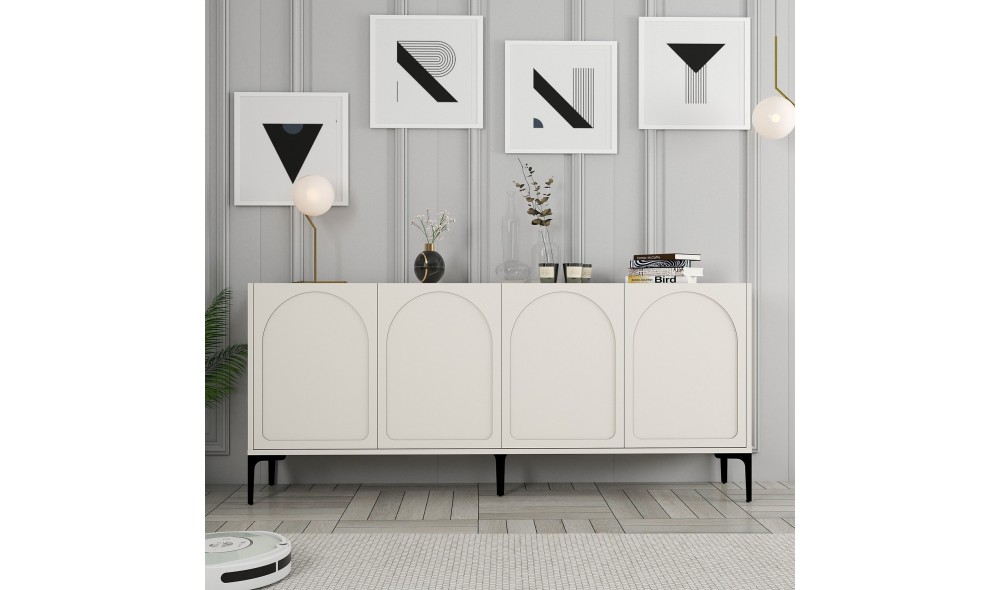 Consola, Lyon 79, CremaNegru, 180 x 79 x 35 cm