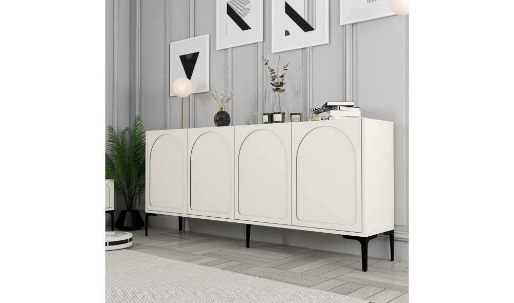 Consola, Lyon 79, CremaNegru, 180 x 79 x 35 cm