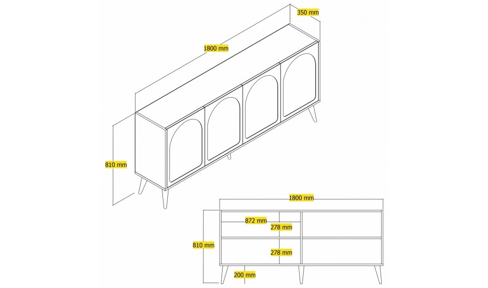Consola, Lyon 81, AtlasNuc, 180 x 81 x 35 cm