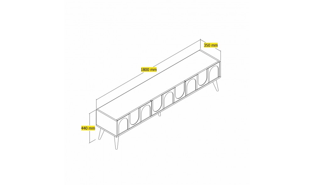 Suport TV, Lyon 44, CremaNuc, 180 x 44 x 35 cm