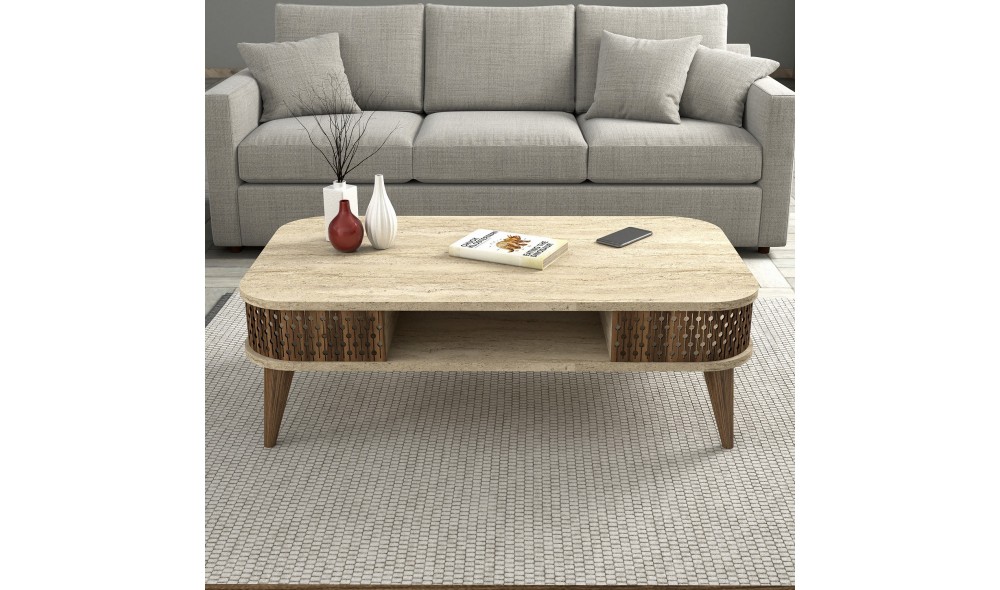 Masuta de cafea, Eylul, Travertin, 105 x 35 x 60 cm