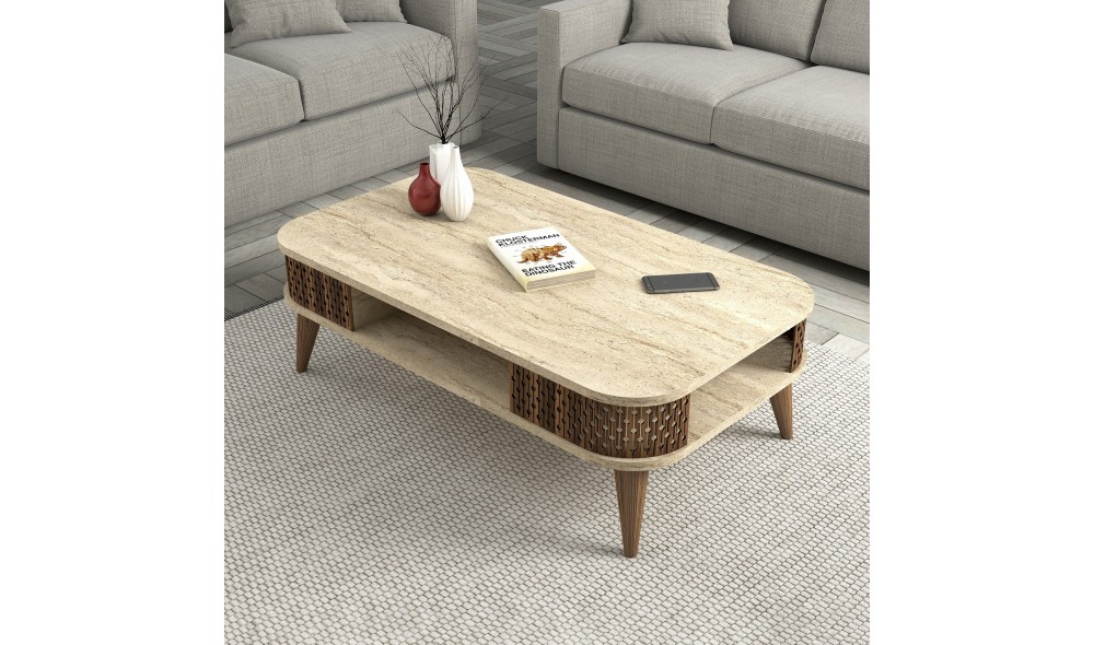 Masuta de cafea, Eylul, Travertin, 105 x 35 x 60 cm