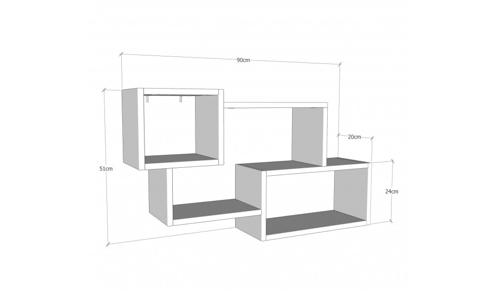 Raft de perete Ayder - Antracit, Alb 90 x 51 x 20 cm