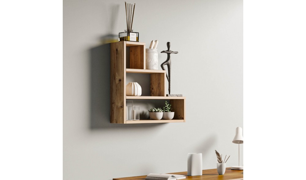 Raft de perete Piramit - Pin 62 x 62 x 18 cm