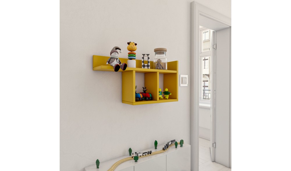 Raft de perete Camera - Galben 72 x 37 x 18 cm