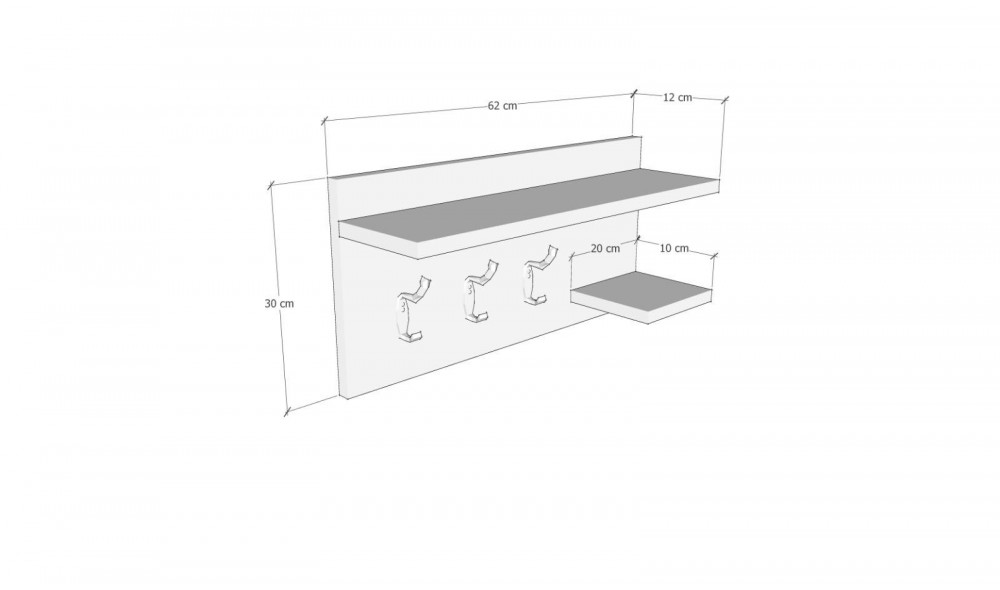 Raft de perete Tarcin - Alb 62 x 30 x 12 cm