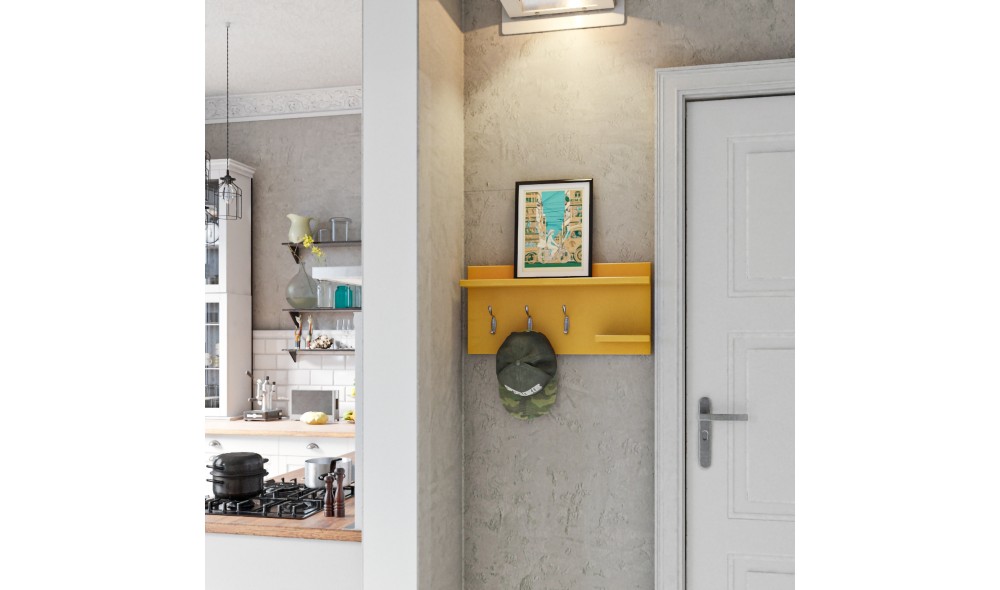 Raft de perete Tarcin - Galben 62 x 30 x 12 cm