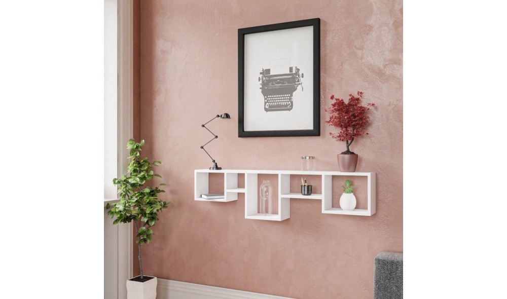 Raft de perete Amanos - Alb 120 x 32 x 17 cm