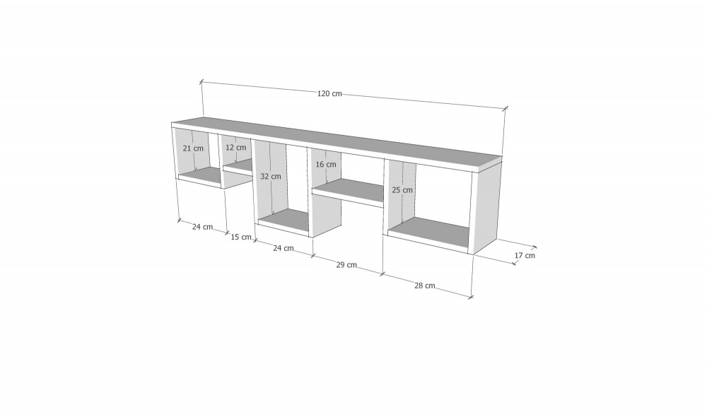 Raft de perete Amanos - Galben 120 x 32 x 17 cm