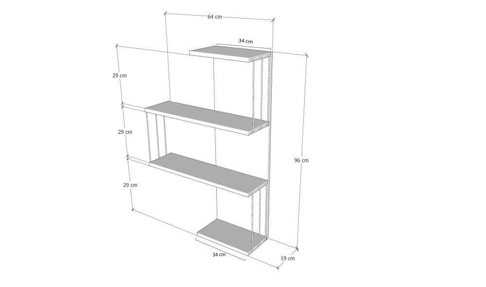 Raft de perete Cambel - Galben 64 x 96 x 19 cm