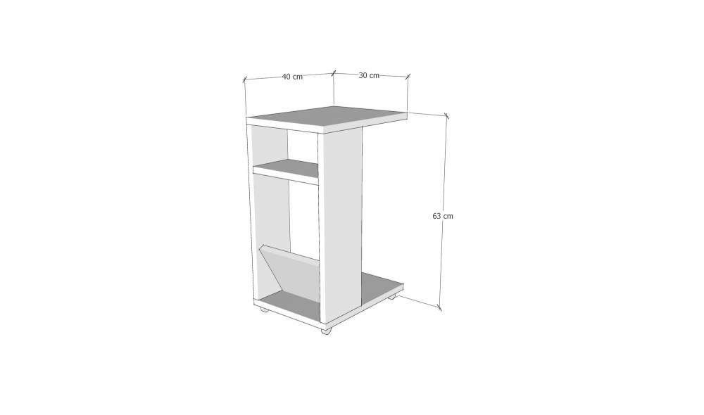 Tabel lateral Filinta - Antracit 30 x 63 x 40 cm