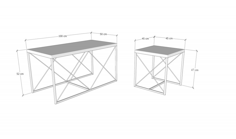 Set masuta de cafea Defne - Alb