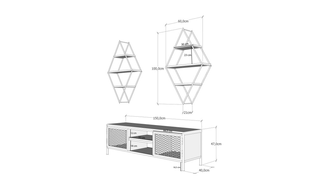 Unitate TV Cometele Prizma 150 x 47 x 40 cm