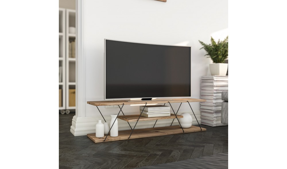 Suport TV Canaz - Negru, Nuc 120 x 33 x 30 cm