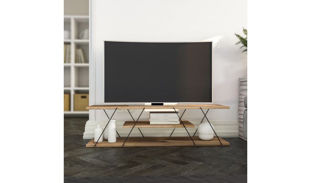 Suport TV Canaz - Negru, Nuc 120 x 33 x 30 cm