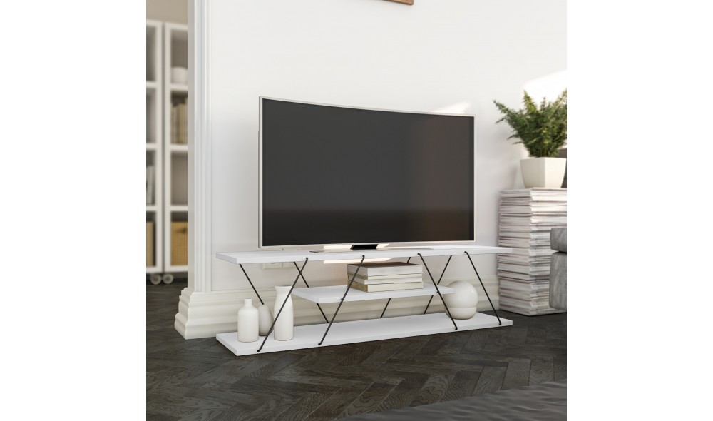 Suport TV Canaz - Alb, Negru 120 x 33 x 30 cm