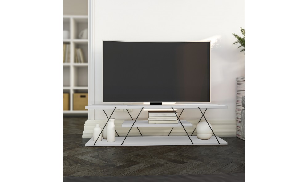 Suport TV Canaz - Alb, Negru 120 x 33 x 30 cm