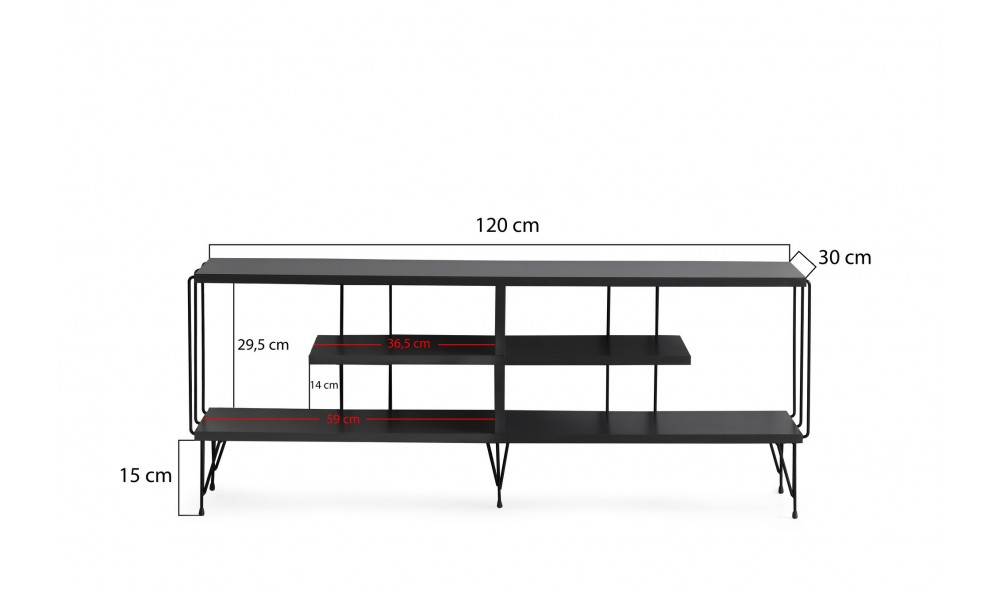 Suport TV Eze - Antracit 120 x 44 x 30 cm