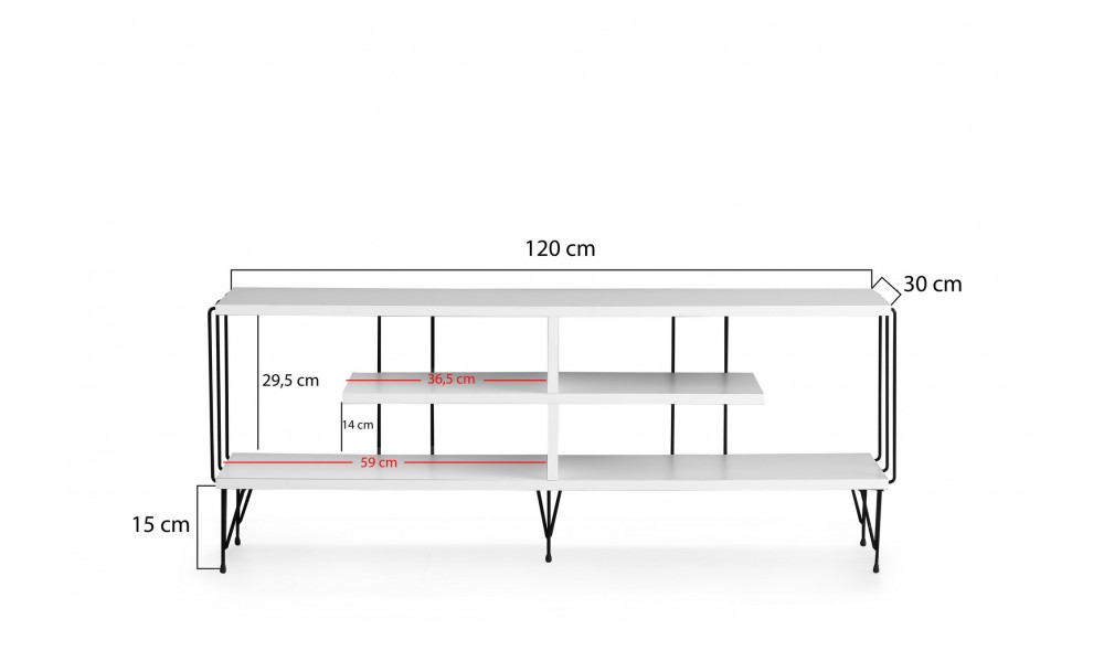 Suport TV Eze - Alb 120 x 44 x 30 cm