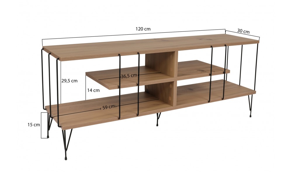 Suport TV Eze - Stejar 120 x 44 x 30 cm