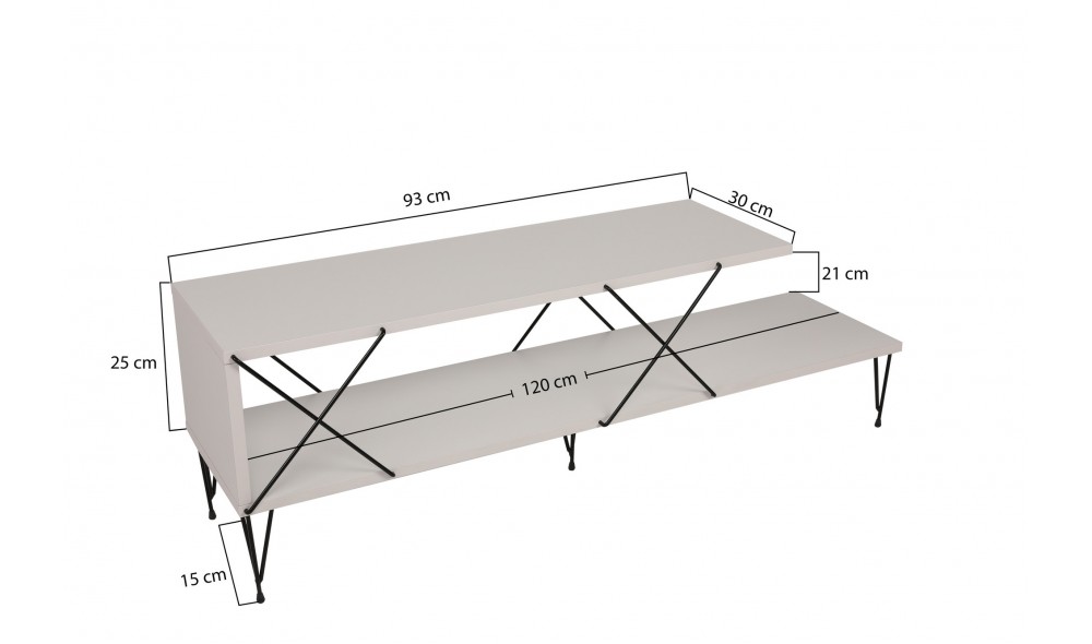 Suport TV Strada - Alb 120 x 40 x 30 cm