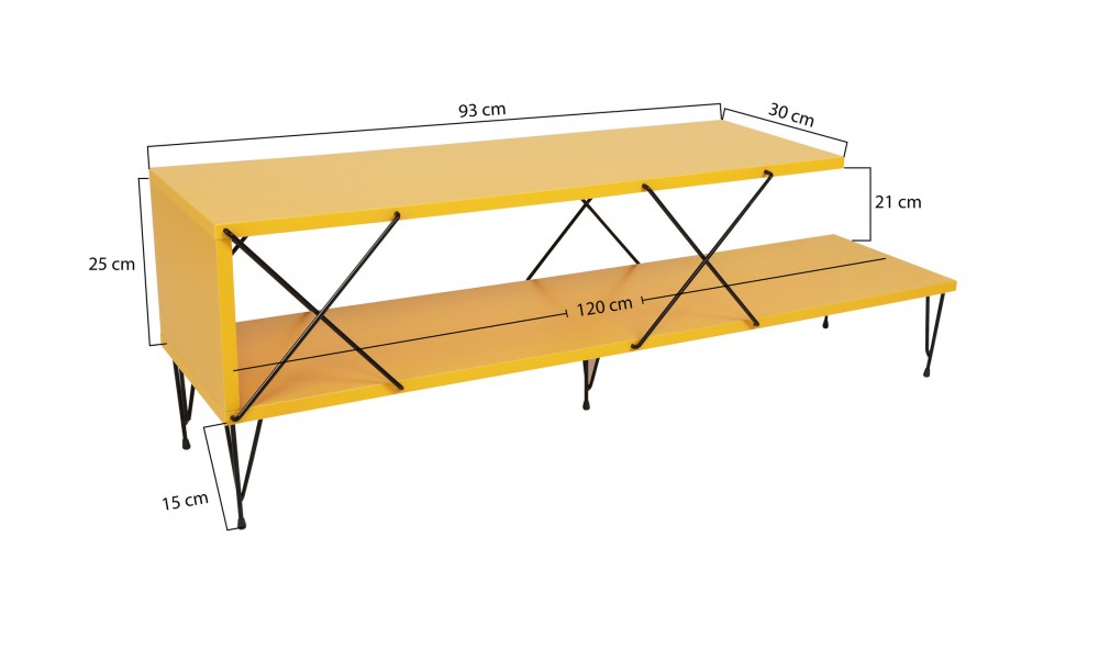 Suport TV Strada - Galben 120 x 40 x 30 cm