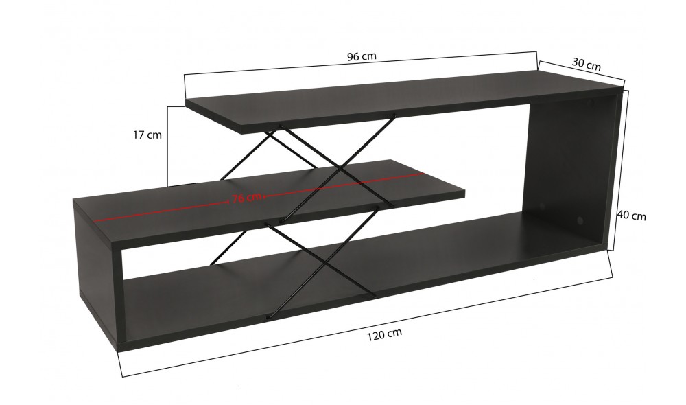 Suport TV Zigzag - Antracit 120 x 40 x 30 cm