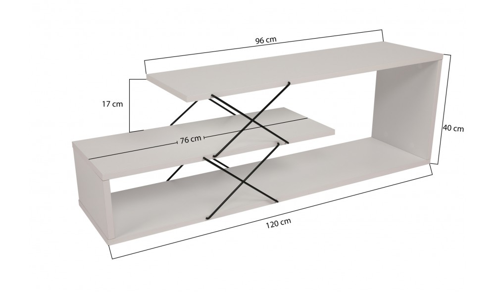 Suport TV Zigzag - Alb 120 x 40 x 30 cm