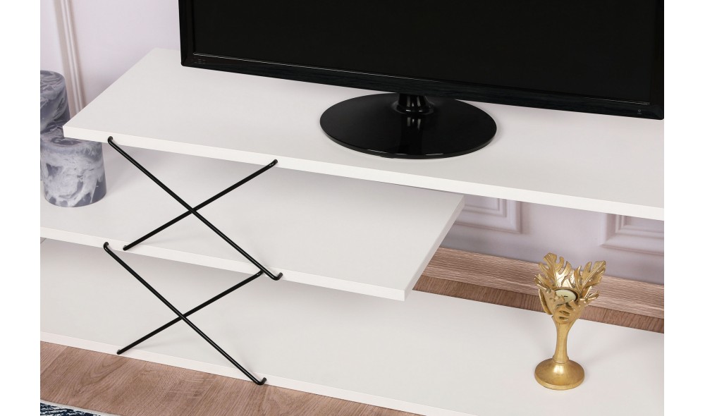 Suport TV Zigzag - Alb 120 x 40 x 30 cm