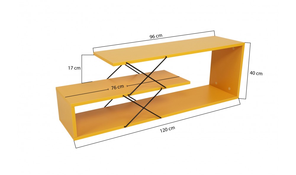 Suport TV Zigzag - Galben 120 x 40 x 30 cm