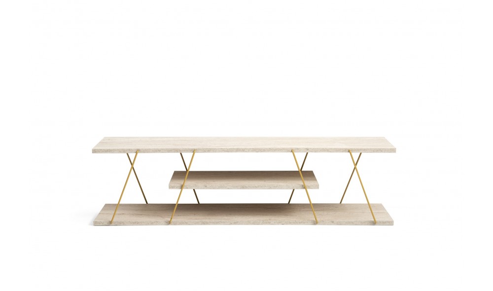 Suport TV, Canaz, Travertin Aur, 120 x 33 x 30 cm