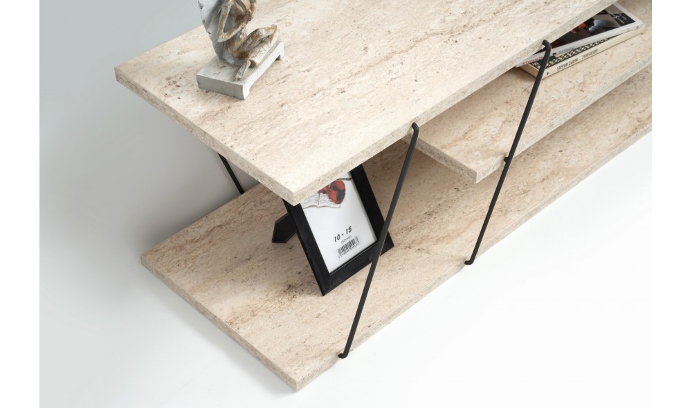 Suport TV, Canaz, Travertin Negru, 120 x 33 x 30 cm